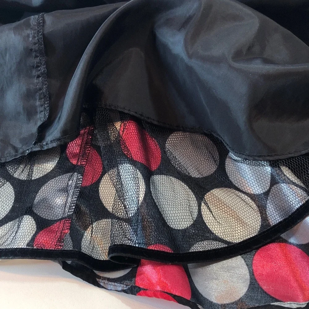 Ashley Ann Christmas Dress Black Velvet Red Gray White Dot Skirt Girls 8 NWOT
